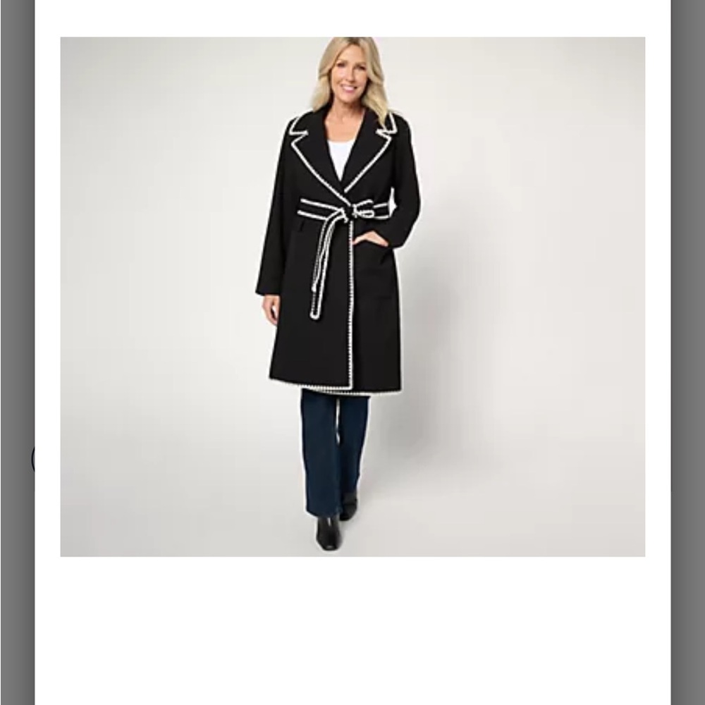 BEAUTIFUL by Lawrence Zarian Regular Belted Double Knit Lined Coat